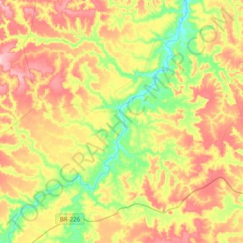Mapa topográfico Rio Mearim, altitud, relieve
