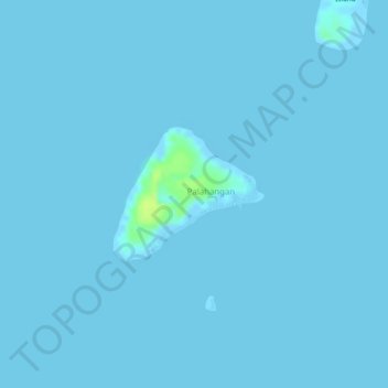 Mapa topográfico Palajangan Island, altitud, relieve
