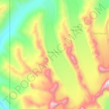 Mapa topográfico Tatina Glacier, altitud, relieve