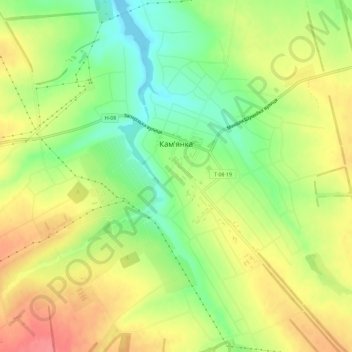 Mapa topográfico Kamianka, altitud, relieve