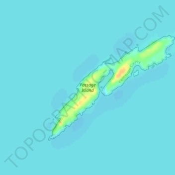 Mapa topográfico Passage Island, altitud, relieve