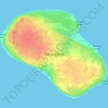Mapa topográfico Cabra Island, altitud, relieve