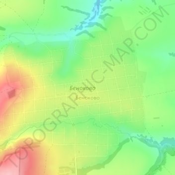 Mapa topográfico Беноково, altitud, relieve