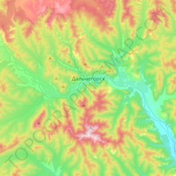 Mapa topográfico Dalnegorsk, altitud, relieve