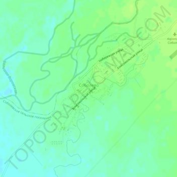 Mapa topográfico Sobolevo, altitud, relieve
