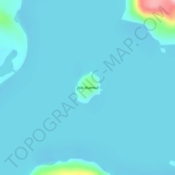Mapa topográfico Isla Huemul, altitud, relieve