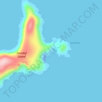 Mapa topográfico Davidof Island, altitud, relieve