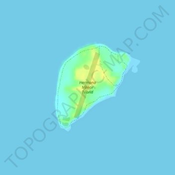 Mapa topográfico Hermana Menor Island, altitud, relieve