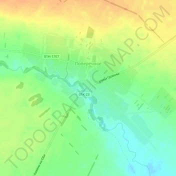 Mapa topográfico Поперечное, altitud, relieve