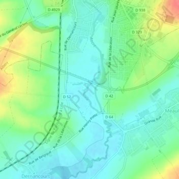 Mapa topográfico Ancre, altitud, relieve