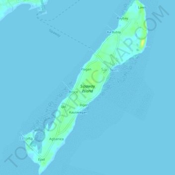 Mapa topográfico Sipaway Island, altitud, relieve