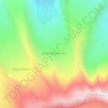 Mapa topográfico Island Glacier, altitud, relieve