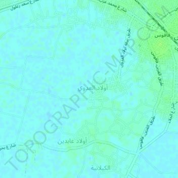 Mapa topográfico قريه اولاد العدوى, altitud, relieve
