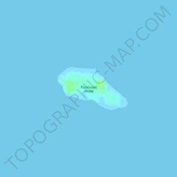 Mapa topográfico Pajumajan Island, altitud, relieve