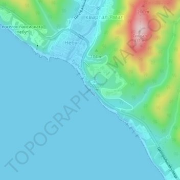 Mapa topográfico Пляж ОК "Прометей", altitud, relieve