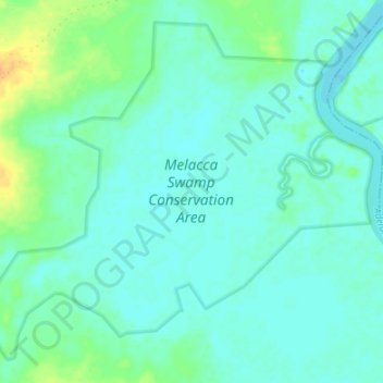 Mapa topográfico Melacca Swamp Conservation Area, altitud, relieve