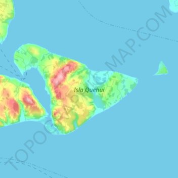 Mapa topográfico Isla Quehui, altitud, relieve