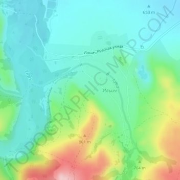 Mapa topográfico Ильич, altitud, relieve