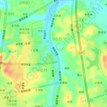 Mapa topográfico 唐龙公园（在建）, altitud, relieve