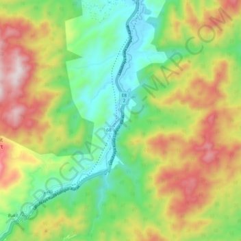 Mapa topográfico Sungai Benus, altitud, relieve