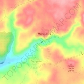 Mapa topográfico Presa del Embalse de Fuente Guijarro, altitud, relieve