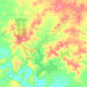 Mapa topográfico Horseshoe Bend, altitud, relieve