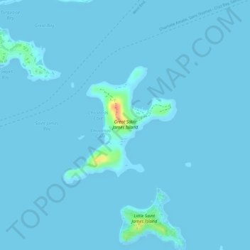 Mapa topográfico Great Saint James Island, altitud, relieve