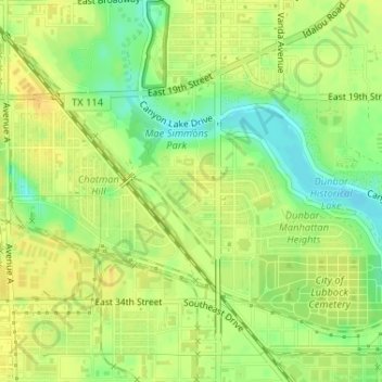 Mapa topográfico Wille Lusk Park, altitud, relieve