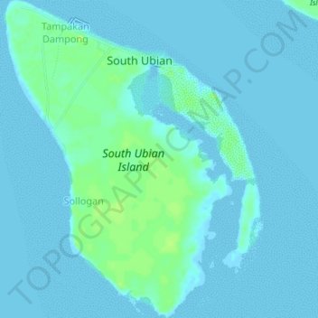 Mapa topográfico South Ubian Island, altitud, relieve
