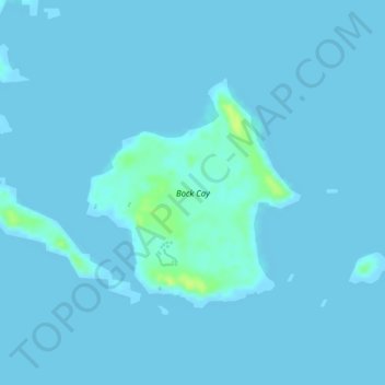 Mapa topográfico Bock Cay, altitud, relieve