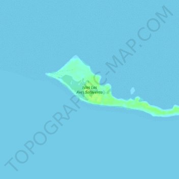 Mapa topográfico Islas Las Aves Sotavento, altitud, relieve