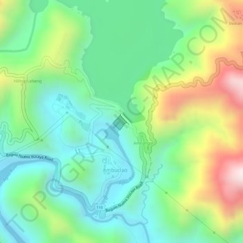 Mapa topográfico Ambuklao Dam, altitud, relieve