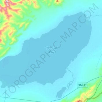 Mapa topográfico Chatyr-Kul, altitud, relieve