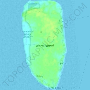 Mapa topográfico Naro Island, altitud, relieve
