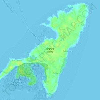 Mapa topográfico Olango Island, altitud, relieve
