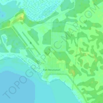 Mapa topográfico Fort Resolution, altitud, relieve