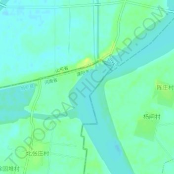 Mapa topográfico Yellow River, altitud, relieve