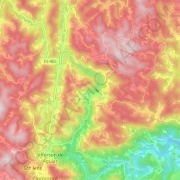Mapa topográfico Rio Jucu, altitud, relieve
