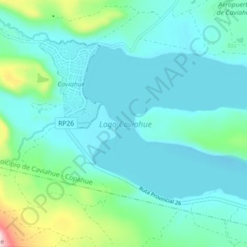 Mapa topográfico Lago Caviahue, altitud, relieve