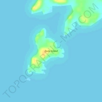 Mapa topográfico Duke Island, altitud, relieve