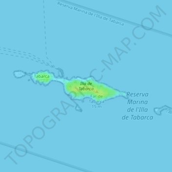 Mapa topográfico Isla de Tabarca, altitud, relieve