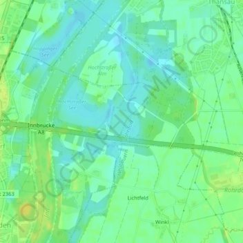 Mapa topográfico Wöhrsee, altitud, relieve