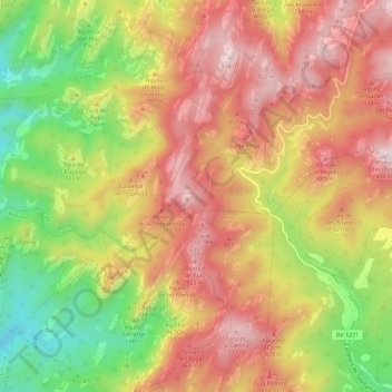 Mapa topográfico Serra de l'Obac, altitud, relieve