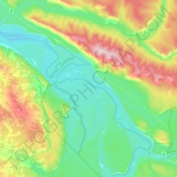 Mapa topográfico Yukon Crossing, altitud, relieve