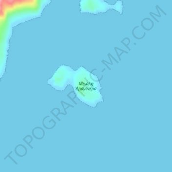 Mapa topográfico Μεγάλη Δραγονέρα, altitud, relieve