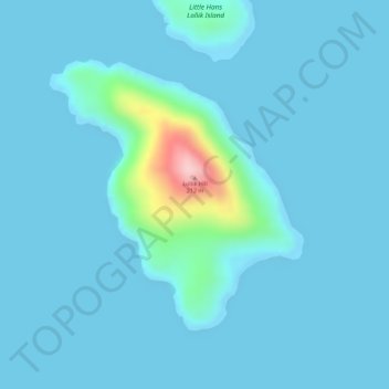 Mapa topográfico Hans Lollik Island, altitud, relieve