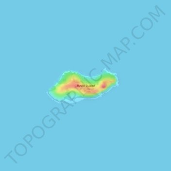Mapa topográfico Medio Island, altitud, relieve