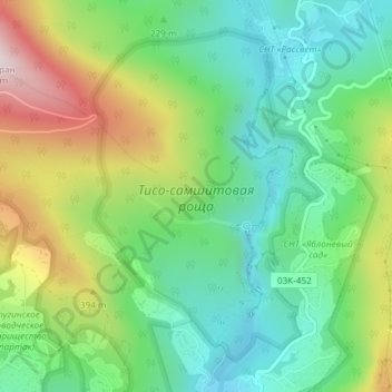 Mapa topográfico Тисо-самшитовая роща, altitud, relieve