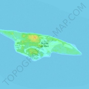 Mapa topográfico Isla Juan de Nova, altitud, relieve