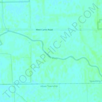 Mapa topográfico Flint River, altitud, relieve